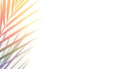 Obraz premium Soft tropical palm leaves in a colorful pastel hue create a versatile design on a blank white or light colored background._00003_