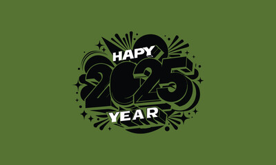 2025 Happy New Year gold logo text design vectors file