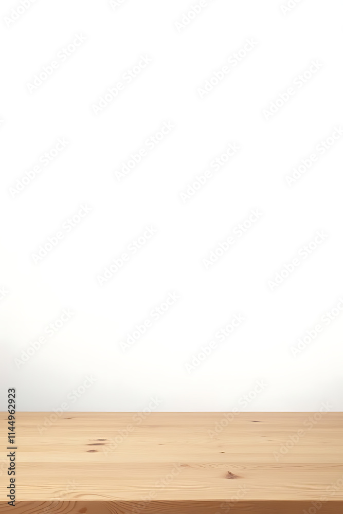 Poster Smooth wooden tabletop texture features subtle grain patterns against a clean white background with a clear clipping path around it._00001_