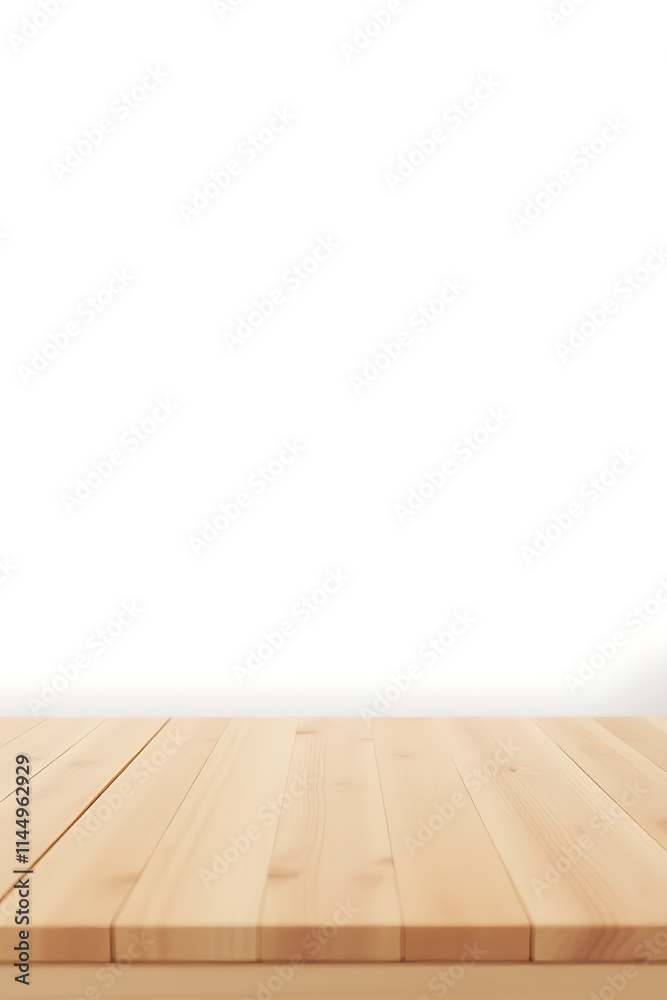 Poster Smooth wooden tabletop texture features subtle grain patterns against a clean white background with a clear clipping path around it._00002_