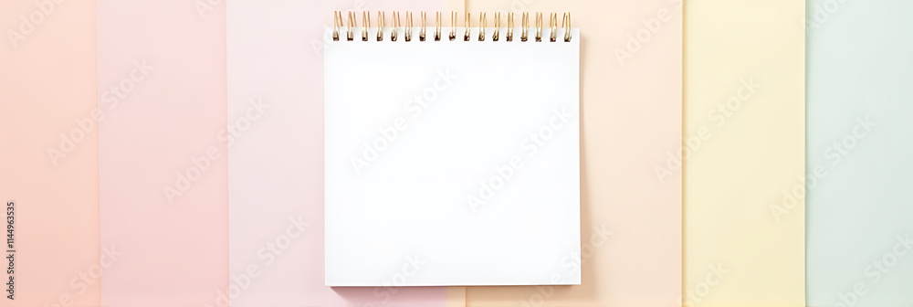 Poster Simple white paper notepad placed on various pastel colored backgrounds creating a clean flat lay design aesthetic._00003_