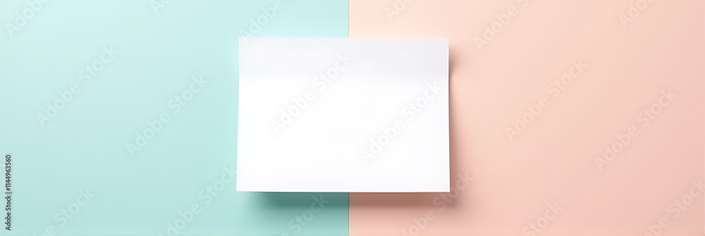 Poster simple white paper notepad placed on various pastel colored backgrounds creating a clean flat lay de