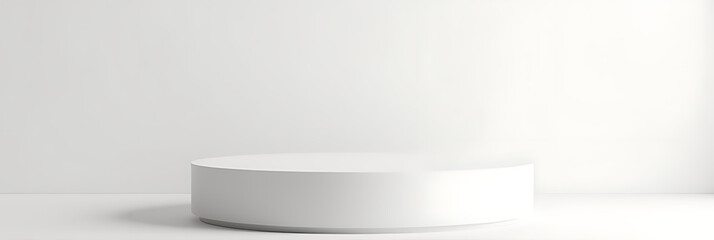 Simple white stone pedestal with minimal stand for presentation product display backgrounds in a clean and sleek design style._00001_