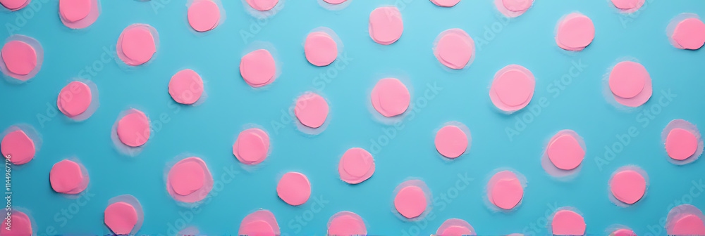 Aufkleber pink dots adorn a blue background in this decorative textile design that adds a pop of color to spac