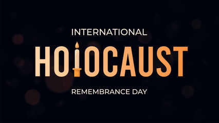 Horizontal Holocaust Remembrance Day on dark background.Web banner design with lit candles.