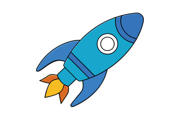 Fototapeta premium rocket clipart cartoon style vector icon on white background.