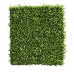 Green grass square block isolated on white background nature and ecology environment friendly seamless pattern lawn texture golf or football field playground top view 3d render illustration