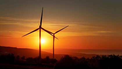 Obraz premium wind turbines. clean energy concept