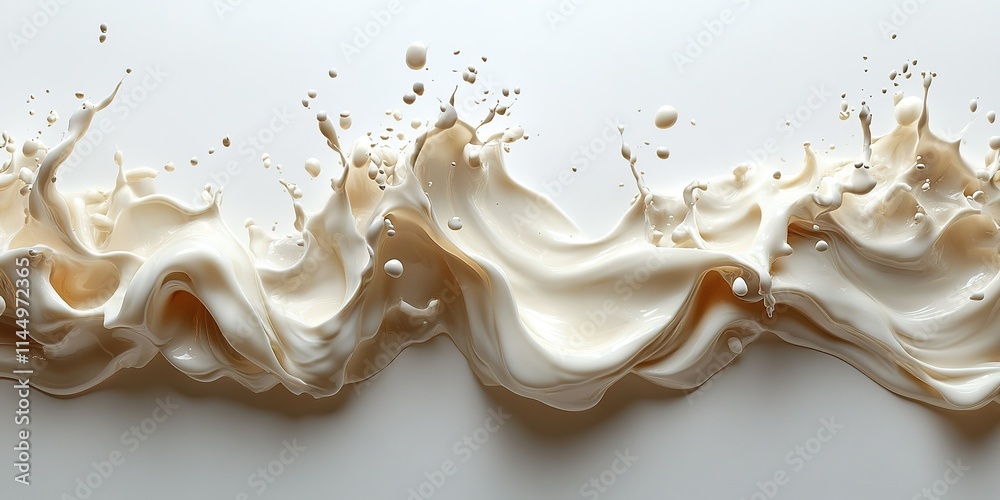 Poster creamy splashes create an artistic display against a simple backdrop with rich textures and delicate