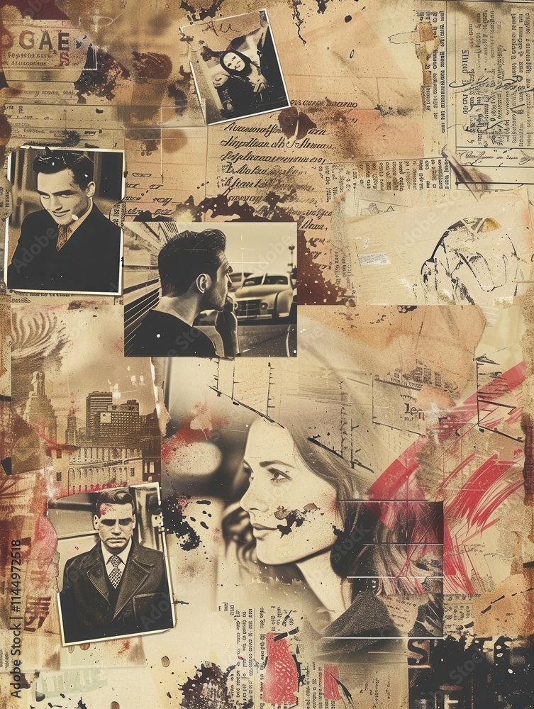 Aufkleber creative collage showcasing vintage photographs with artistic elements and ample copy space for cust