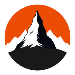 the matterhon in the snow silhouerre on retro vintage background vector art illustration t-shirt design art