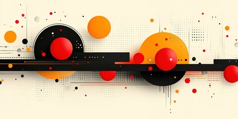 Obraz premium Modern abstract design featuring geometric shapes in vibrant colors against a neutral background