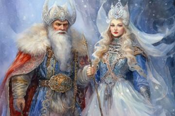 Fototapeta premium Santa and granddaughter. happy childhood concept.., , 