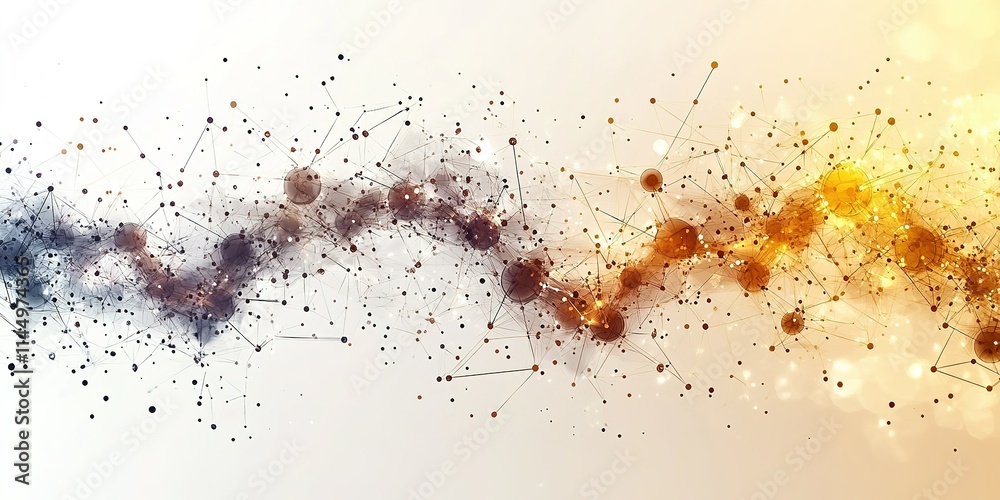 Poster colorful abstract representation of data flow with dots and lines illustrating connections and energ