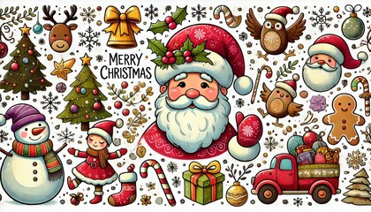 christmas card with santa claus and gifts content created with generative AI software