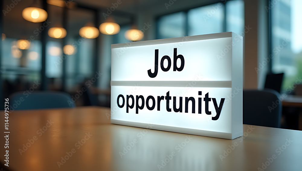 Poster job opportunity posted on a light box display in an office setting on top of a desk for view._00002_