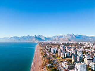 Famous Konyaalti Antalya Beach aerial view