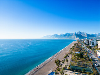 Famous Konyaalti Antalya Beach aerial view