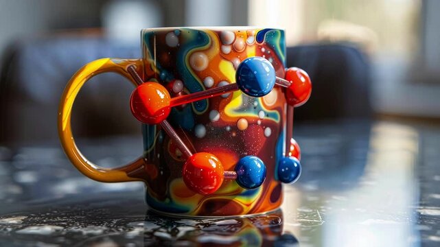 The atomic structure of a coffee mug is made up of protons and neutrons keeping your morning brew hot.