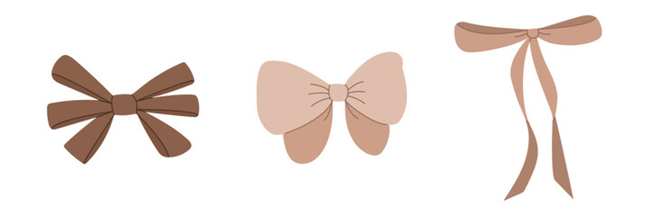 Cute ribbon bow set in trendy Mocha Mousse color