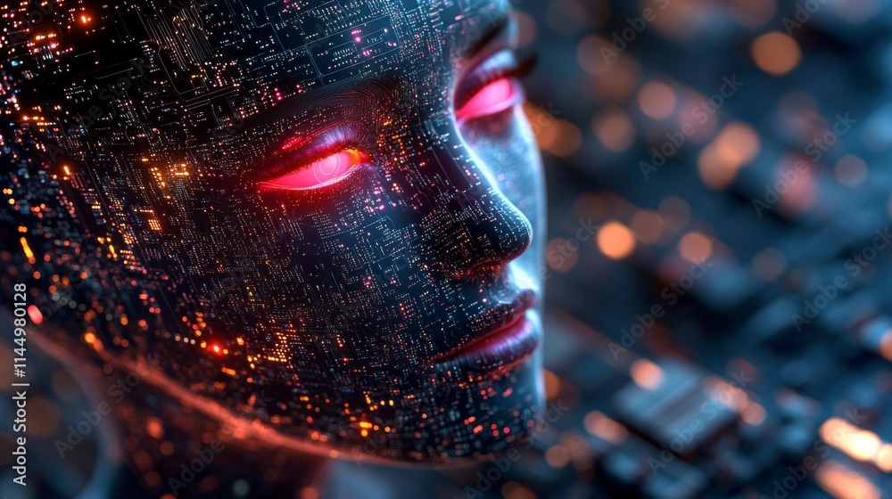 Poster exploring advanced ai processors generating hyper-realistic visuals with vibrant details