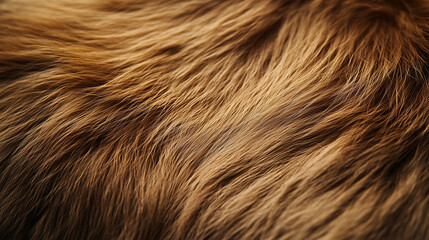 Close-up of luxurious animal fur in warm, rich brown hues. Background for luxury textile design or fashion concepts.