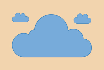 Minimalist Blue Clouds on Beige Background Illustration