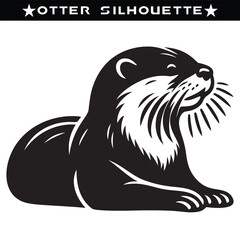Obraz premium Otter silhouette vector illustration. Black and white vector.