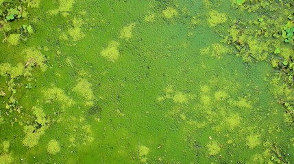Detailed View of Green Algae Growth in a Water Body