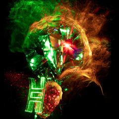 background,music album cover, abstract silhouette demon	