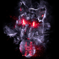 background,music album cover, abstract silhouette demon	