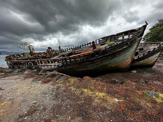 Abandoned Shipwreck on the Scottish Coastline