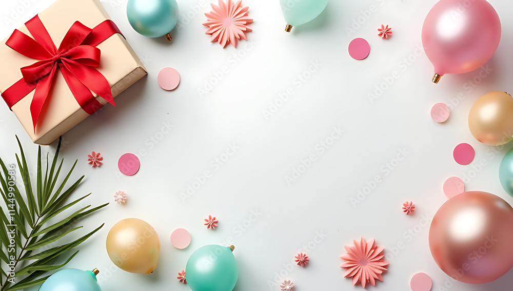 Poster decorating ideas for a celebration often involve using flat lay design templates featuring a gift bo
