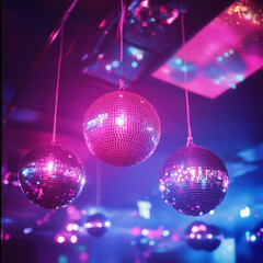 Fototapeta premium New Year Disco Paradise with Vibrant Neon Lights