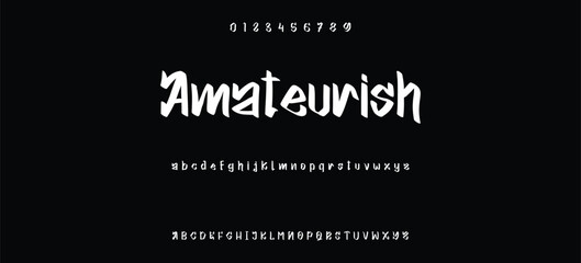 Street alphabet in hip-hop graffiti style, hand drawn. youthful urban atmosphere. energetic expressive title. vector graffiti alphabet on black background