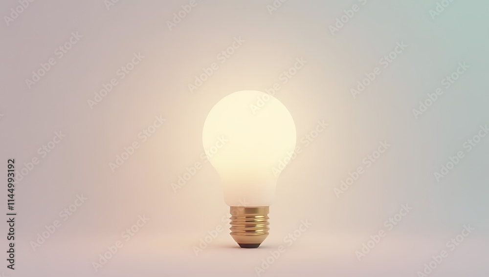 Poster Concepts of idea and creativity are visually represented on a soft pastel colored background with a lamp in focus._00002_