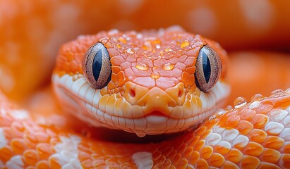 Fototapeta premium Close-Up of a Snake with Intense, Piercing Eyes.