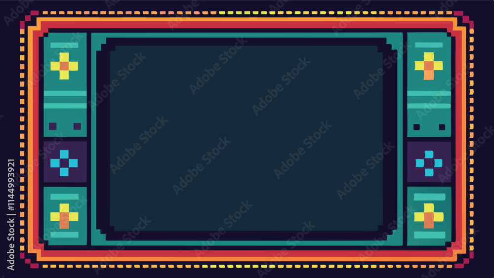 Aufkleber Colorful retro vector game console frame designed for displaying digital artwork or video game graphics in an engaging manner