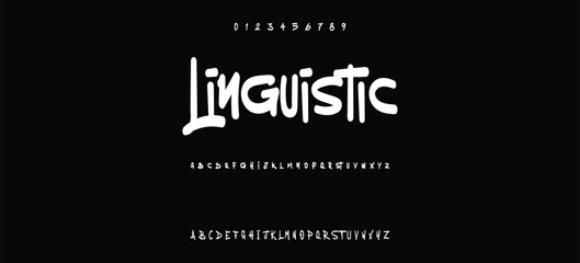 Street alphabet in hip-hop graffiti style, hand drawn. youthful urban atmosphere. energetic expressive title. vector graffiti alphabet on black background