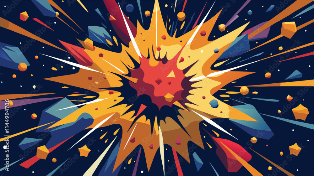 Aufkleber colorful explosion graphic showcasing dynamic energy and movement in a vibrant cosmic background dur