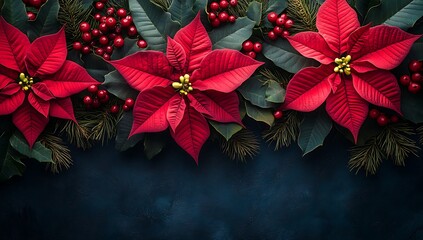 A Row of Red Flowers and Berries



