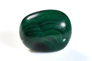 A Smooth and Glossy Piece of Natural Malachite Showcasing Striking Green Banding