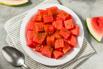 Spicy and Sweet Mexican Tajin Watermelon Cubes