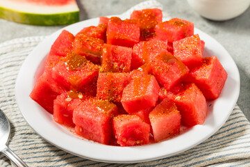 Spicy and Sweet Mexican Tajin Watermelon Cubes