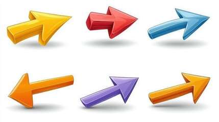 Six colorful cartoonish arrows point different directions.
