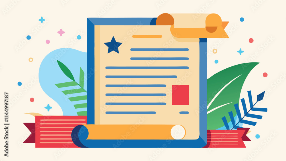 Fototapete creative vector design showcasing a checklist and writing process with vibrant colors and elements o
