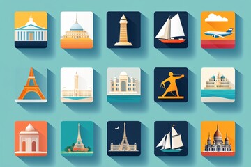 travel icons set