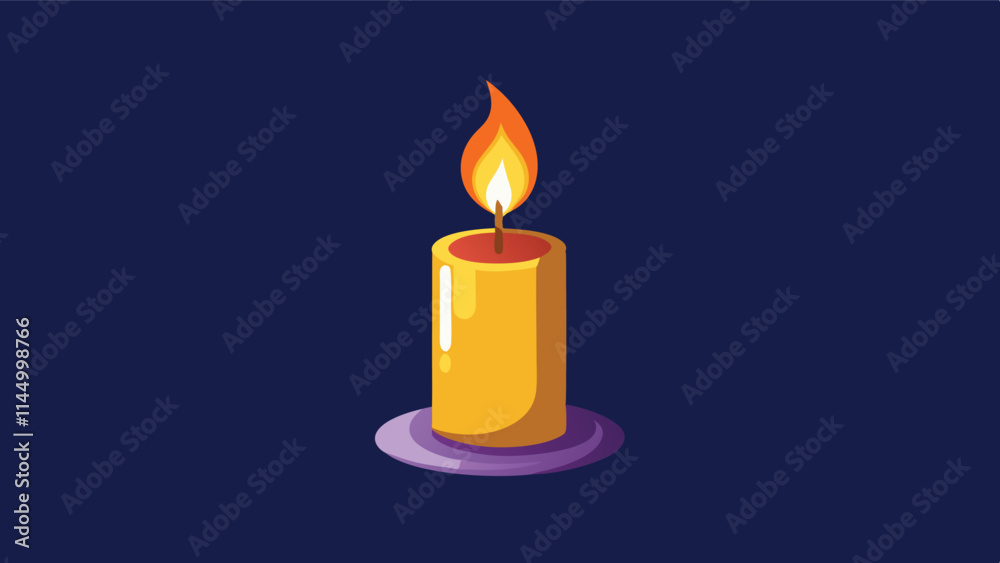 Poster Candle lit softly in the darkness, casting a warm glow and creating a calming atmosphere ideal for relaxation and reflection
