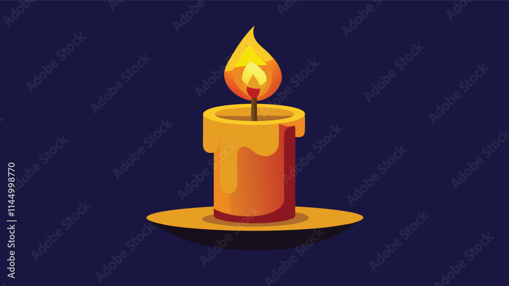 Poster Candle lit softly in the darkness, casting a warm glow and creating a calming atmosphere ideal for relaxation and reflection