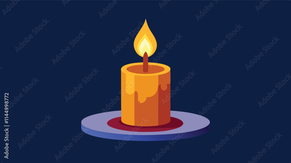 Poster Candle lit softly in the darkness, casting a warm glow and creating a calming atmosphere ideal for relaxation and reflection